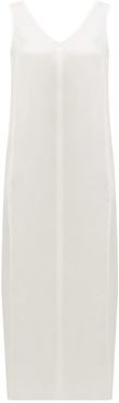 High V-neck Silk Midi Dress - Womens - Ivory