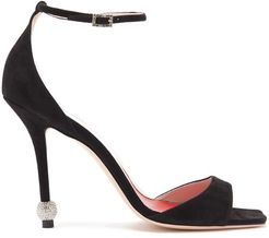 I Love Vivier Crystal-embellished Suede Sandals - Womens - Black