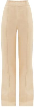 Whipstitched Flared Trousers - Womens - Cream