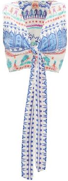 Sonia Capri Proscenium-print Cropped Silk Top - Womens - White Print