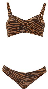 Goldwyn Zebra-print Crepe Bikini - Womens - Brown Print