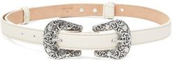 Audrey Leather Belt - Womens - White