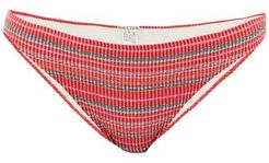 Winona Striped-seersucker Bikini Briefs - Womens - Red Stripe