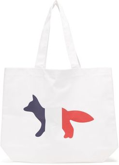 Tricolour Fox-print Canvas Tote Bag - Mens - White