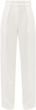 Side-stripe Crepe Wide-leg Trousers - Womens - Ivory