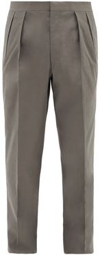 Mark Pleated Wool-twill Suit Trousers - Mens - Dark Grey