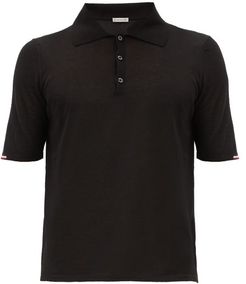 Tricolour-trim Cotton-jersey Polo Shirt - Mens - Black