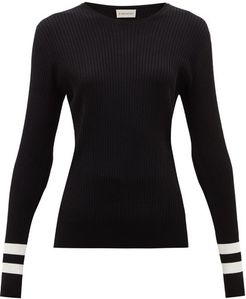 Ribbed Intarsia-knitted Sweater - Womens - Black White