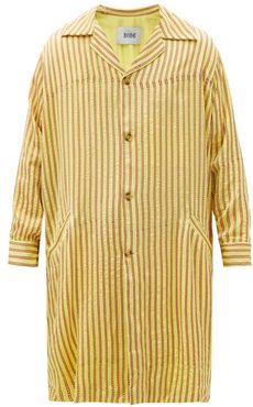 Mashroo Striped Twill Overcoat - Mens - Yellow