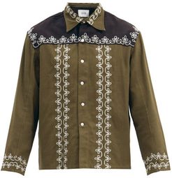Fellows Embroidered Cotton Jacket - Mens - Black Green