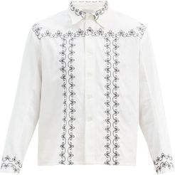 Fellows Embroidered Cotton Jacket - Mens - Black White