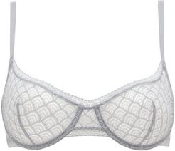 Chevron Underwired Stretch-lace Full Cup Bra - Womens - Blue