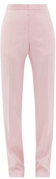 Goya Satin Side-stripe Wool-crepe Trousers - Womens - Light Pink