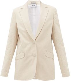 Gelato Single-breasted Cotton-seersucker Jacket - Womens - Beige Stripe