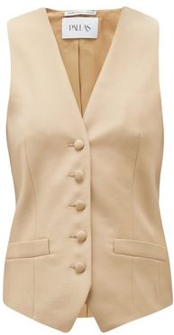 Gambler V-neck Wool Waistcoat - Womens - Beige