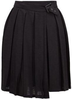 Pleated Mini Skirt - Womens - Black