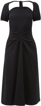 Tie-back Ruched Cady Dress - Womens - Black