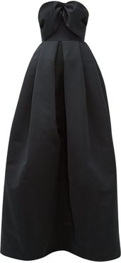 Bow-bodice Puffed Satin Gown - Womens - Black
