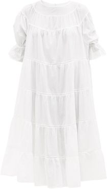 Paradis Tiered Cotton Midi Dress - Womens - White