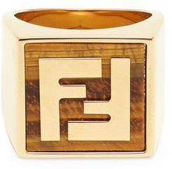Ff Signet Ring - Mens - Gold