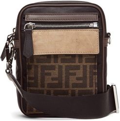 Ff Coated-canvas And Leather Cross-body Bag - Mens - Brown Multi