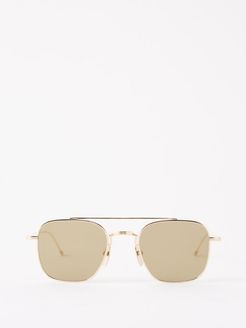 Mirrored Aviator Sunglasses - Mens - Gold