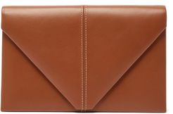 The Envelope Leather Clutch - Womens - Tan