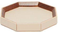 1969 - Coste Valet Large Leather And Walnut-wood Tray - Beige