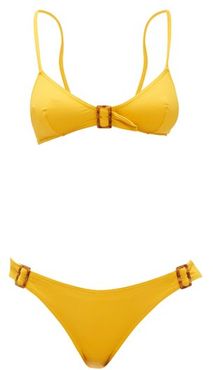 Buckled Triangle-cup Bikini - Womens - Yellow