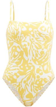 Mantaray Coralsand-print Swimsuit - Womens - Yellow White