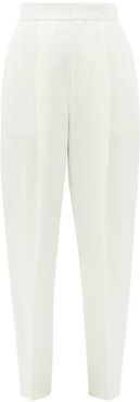 High-rise Satin Cigarette Trousers - Womens - Ivory