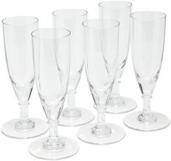 Set Of Six Crystal Champagne Flutes - Clear