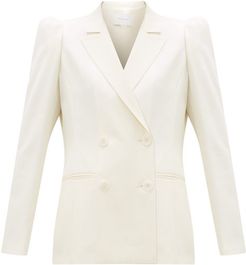 Double-breasted Wool-twill Jacket - Womens - White