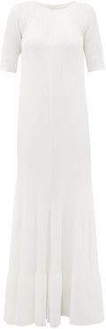 Raglan-sleeve Ribbed Maxi Dress - Womens - White
