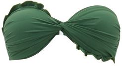 Ruffle Bandeau Bikini Top - Womens - Green