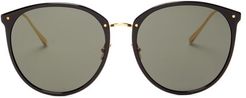 Kings Round Acetate & 18kt Gold-plated Sunglasses - Womens - Black Gold
