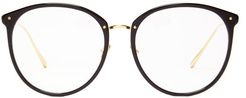 Kings Round Acetate And 18kt Gold-plated Glasses - Womens - Black Gold