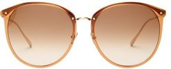 Round Acetate Sunglasses - Womens - Brown
