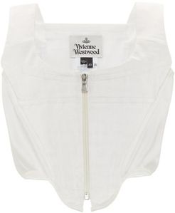 Zipped Charmeuse Corset Top - Womens - White