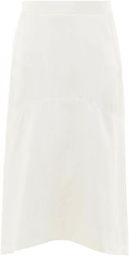 Curved-hem Charmeuse Skirt - Womens - White