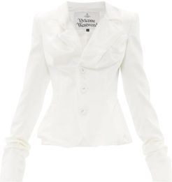 Draped Single-breasted Satin Jacket - Womens - White