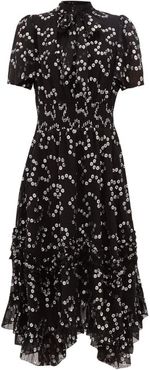 Nuage Polka-dot Fil-coupé Silk-blend Dress - Womens - Black Silver