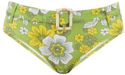Lima Belted Floral-print Bikini Briefs - Womens - Green Print