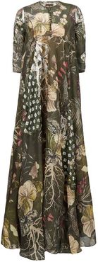 Geneta Beaded Floral-print Silk Maxi Dress - Womens - Green Multi