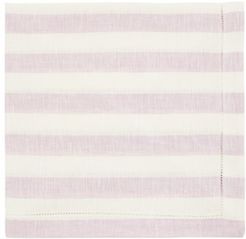 Set Of Two Striped Eyelet Linen Napkins - Purple