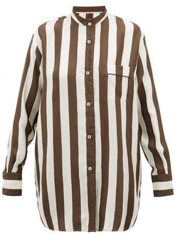 Febo Striped Silk-twill Shirt - Womens - Brown Multi