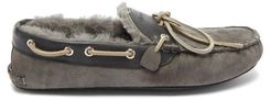 Fireside Suede And Shearling Slippers - Mens - Grey
