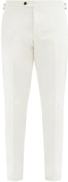 Pressed-crease Cotton-gabardine Tapered Trousers - Mens - White