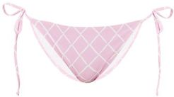 Chanzy Fishnet-print Side-tie Bikini Briefs - Womens - Light Pink