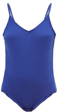 V-neck Cotton-jersey Bodysuit - Womens - Blue